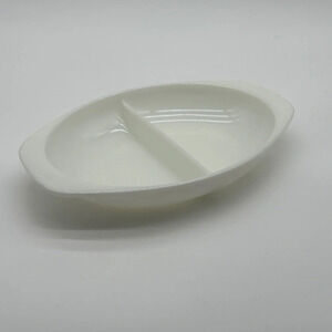 Vintage Pyrex White‎ Milk Glass Divided Serving Dish Platter Bowl 1 1/2 QT #1083